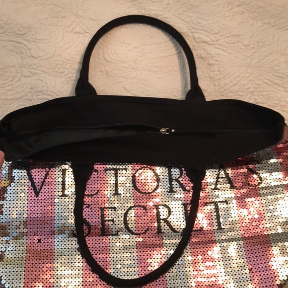 VS Weekender Zipper Travel Tote Sequin Stripes - Picture 2 of 4